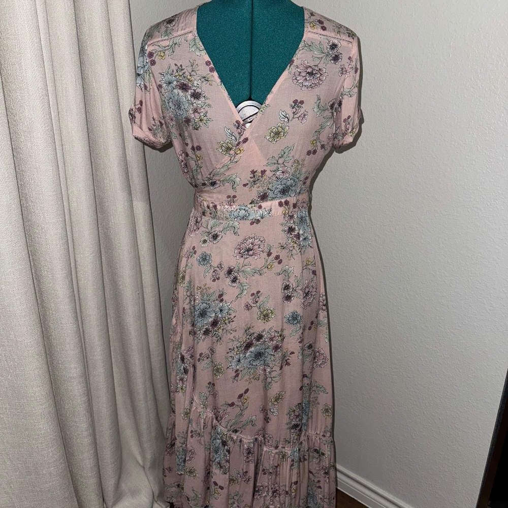 O'Neill Pink Floral Maxi Wrap dress